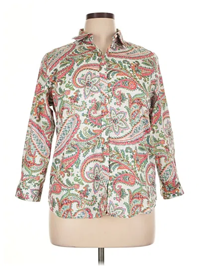 Pre-owned Chaps 3/4 Sleeve Button Down Shirt In White