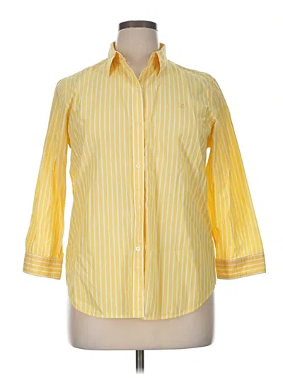 Pre-owned Chaps 3/4 Sleeve Button Down Shirt In Yellow