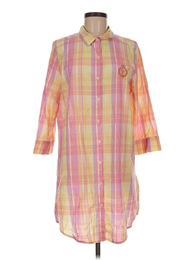 Pre-owned Chaps 3/4 Sleeve Button Down Shirt In Yellow