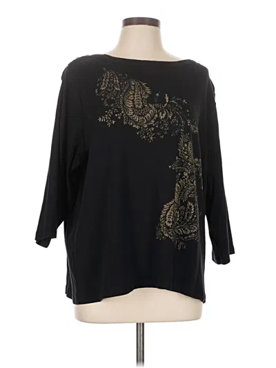 Pre-owned Chaps 3/4 Sleeve Top Black Boatneck Tops