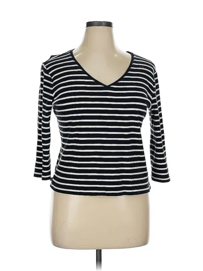 Pre-owned Chaps 3/4 Sleeve Top Black V Neck Tops