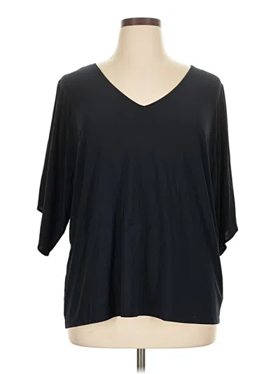 Pre-owned Chaps 3/4 Sleeve Top Black V Neck Tops