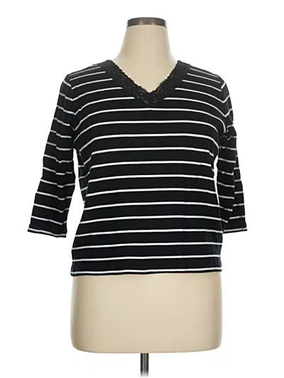 Pre-owned Chaps 3/4 Sleeve Top Black V-neck Tops