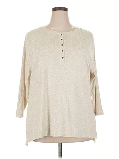Pre-owned Chaps 3/4 Sleeve Top Ivory Crew Neck Tops In White