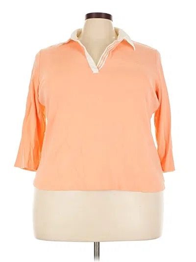 Pre-owned Chaps 3/4 Sleeve Top Orange Collared Neckline Tops