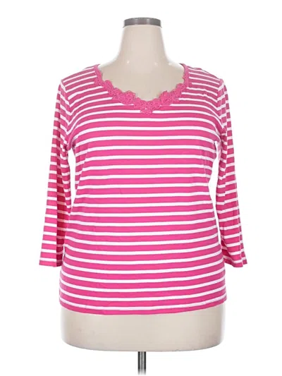 Pre-owned Chaps 3/4 Sleeve Top Pink V-neck Tops