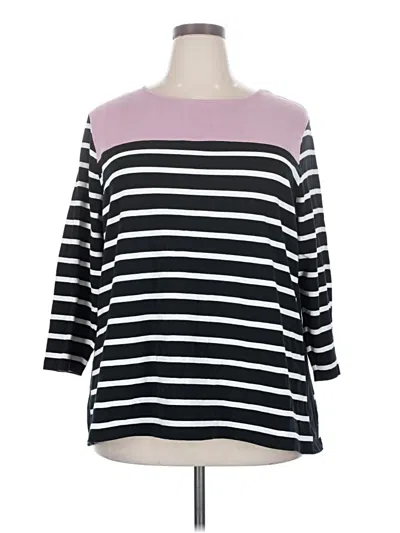 Pre-owned Chaps 3/4 Sleeve Top Purple Stripes Pattern Boatneck Tops