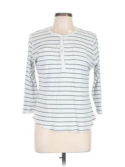 Pre-owned Chaps 3/4 Sleeve Top White Keyhole Neckline Tops