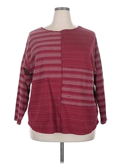 Pre-owned Chaps 3/4 Sleeve T-shirt In Burgundy