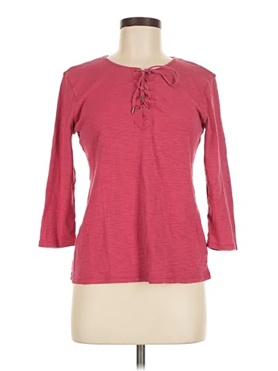 Pre-owned Chaps 3/4 Sleeve T-shirt In Pink
