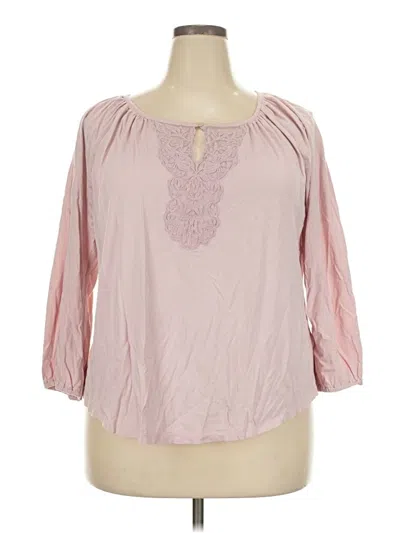 Pre-owned Chaps 3/4 Sleeve T-shirt In Pink