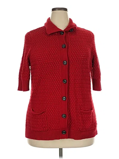 Pre-owned Chaps Cardigan Sweater In Red