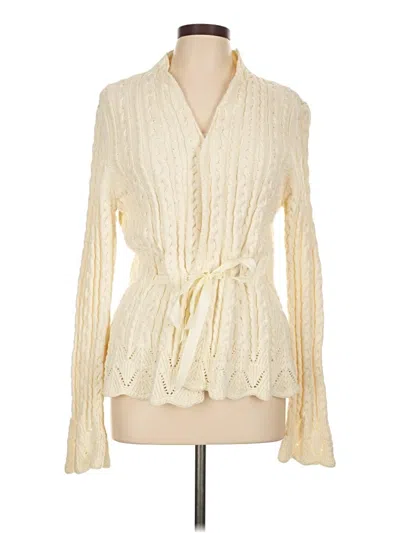 Pre-owned Chaps Cardigan Sweater In White