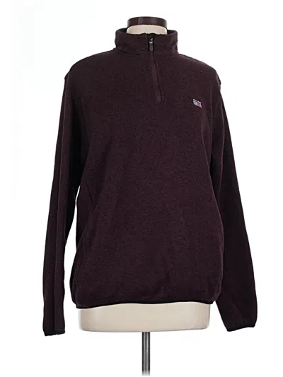 Pre-owned Chaps Fleece Jacket In Burgundy