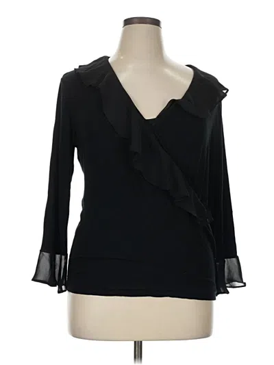 Pre-owned Chaps Long Sleeve Blouse In Black