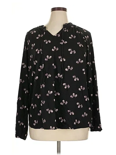 Pre-owned Chaps Long Sleeve Blouse In Black
