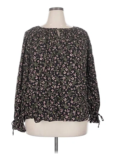 Pre-owned Chaps Long Sleeve Blouse In Black