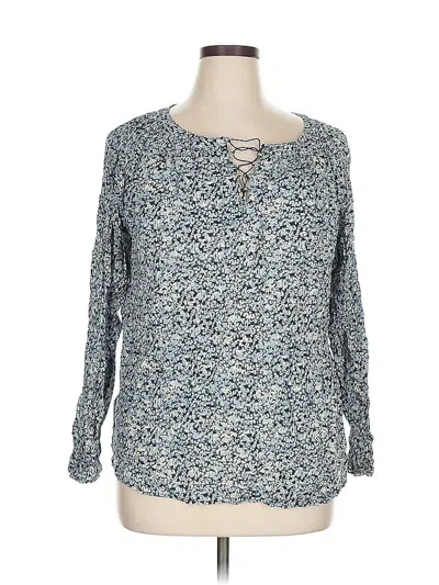 Pre-owned Chaps Long Sleeve Blouse In Blue