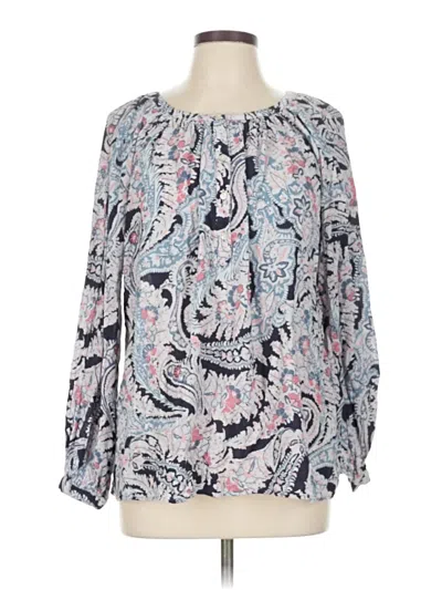 Pre-owned Chaps Long Sleeve Blouse In Blue