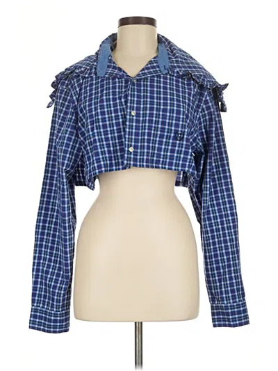 Pre-owned Chaps Long Sleeve Blouse In Blue