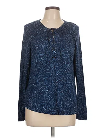 Pre-owned Chaps Long Sleeve Blouse In Blue