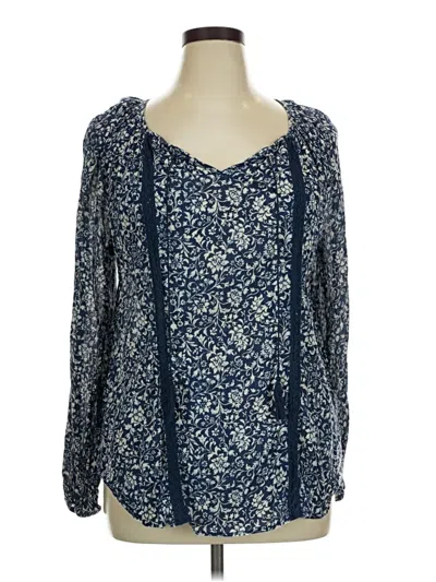 Pre-owned Chaps Long Sleeve Blouse In Blue