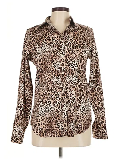 Pre-owned Chaps Long Sleeve Blouse In Brown