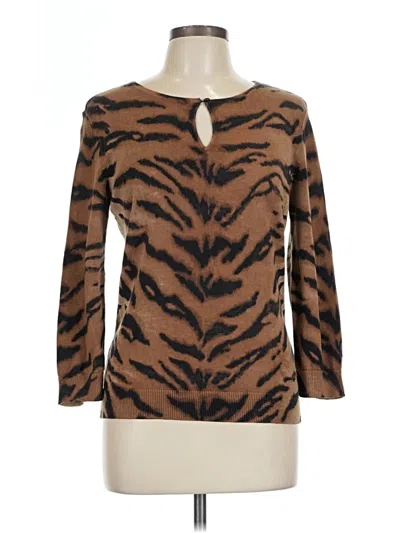 Pre-owned Chaps Long Sleeve Blouse In Brown