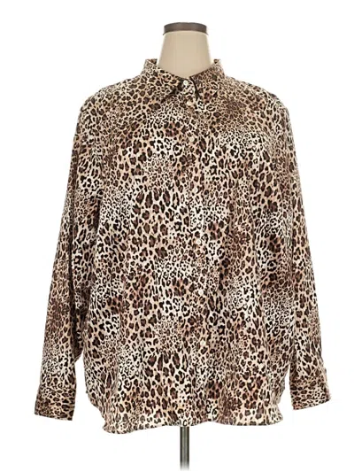 Pre-owned Chaps Long Sleeve Blouse In Brown