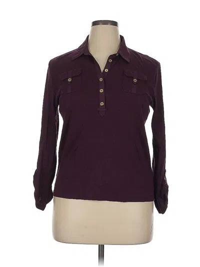 Pre-owned Chaps Long Sleeve Blouse In Burgundy