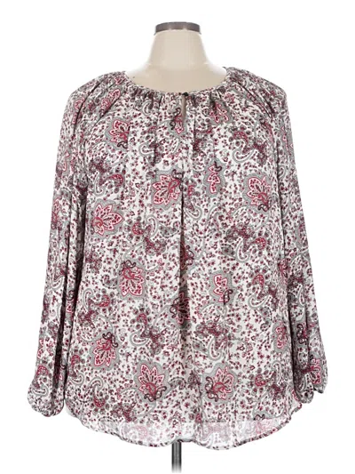 Pre-owned Chaps Long Sleeve Blouse In Burgundy