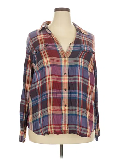 Pre-owned Chaps Long Sleeve Blouse In Burgundy