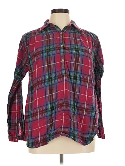 Pre-owned Chaps Long Sleeve Blouse In Burgundy