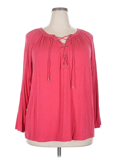 Pre-owned Chaps Long Sleeve Blouse In Pink