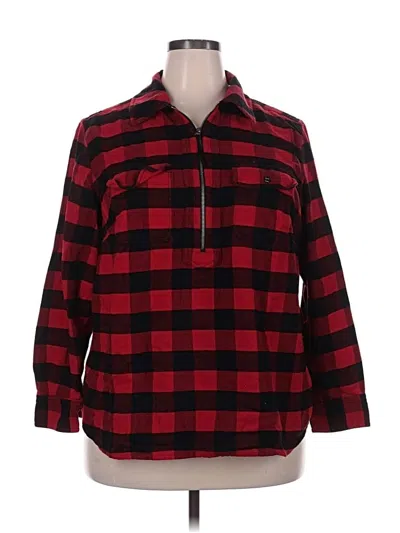 Pre-owned Chaps Long Sleeve Blouse In Red