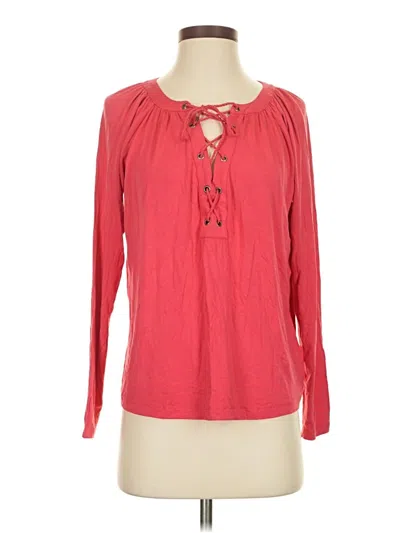 Pre-owned Chaps Long Sleeve Blouse In Red