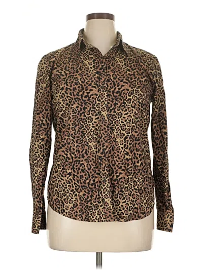 Pre-owned Chaps Long Sleeve Button Down Shirt In Brown