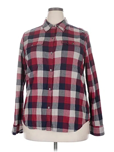Pre-owned Chaps Long Sleeve Button Down Shirt In Burgundy