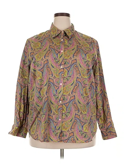 Pre-owned Chaps Long Sleeve Button Down Shirt In Green