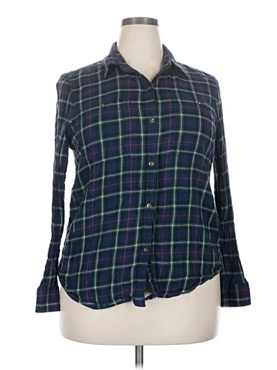 Pre-owned Chaps Long Sleeve Button Down Shirt In Green