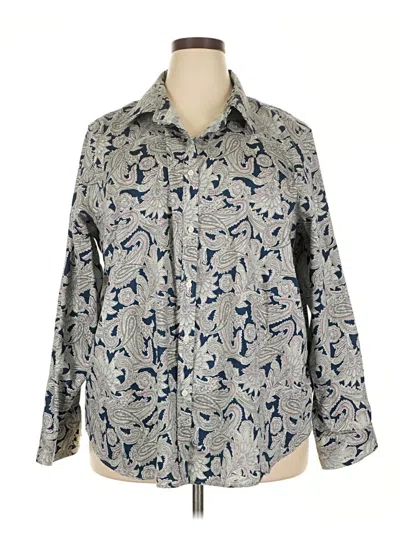 Pre-owned Chaps Long Sleeve Button Down Shirt In Silver