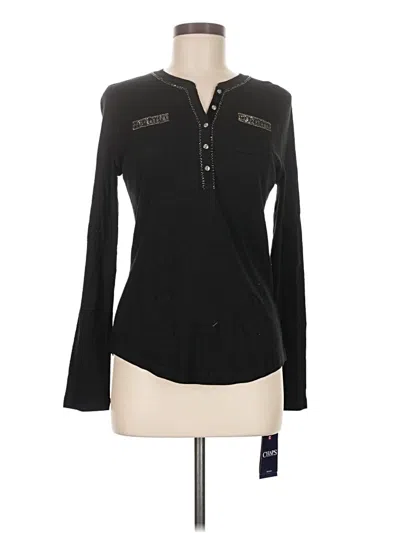 Pre-owned Chaps Long Sleeve Henley Shirt In Black