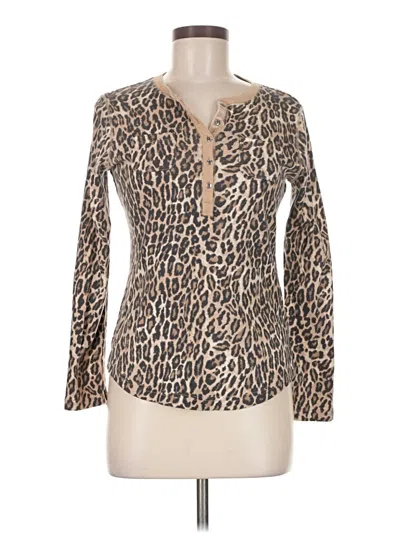 Pre-owned Chaps Long Sleeve Henley Shirt In Brown