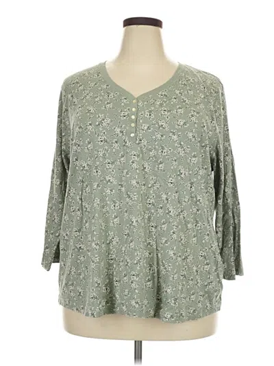Pre-owned Chaps Long Sleeve Henley Shirt In Green