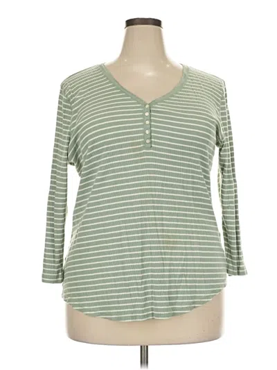 Pre-owned Chaps Long Sleeve Henley Shirt In Green