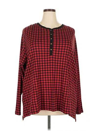 Pre-owned Chaps Long Sleeve Henley Shirt In Red