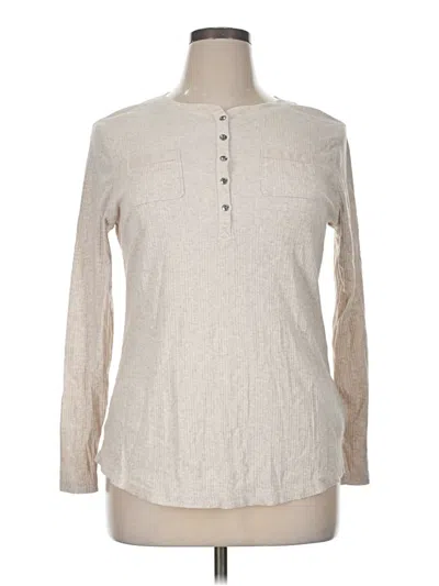 Pre-owned Chaps Long Sleeve Henley Shirt In White