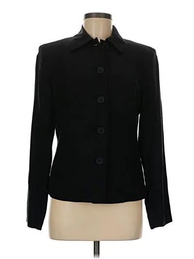 Pre-owned Chaps Long Sleeve Silk Top Black Mock Neckline Tops