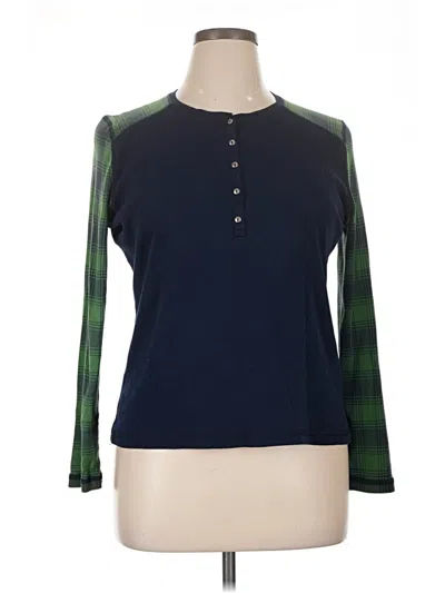 Pre-owned Chaps Long Sleeve Top Green Mock Neckline Tops