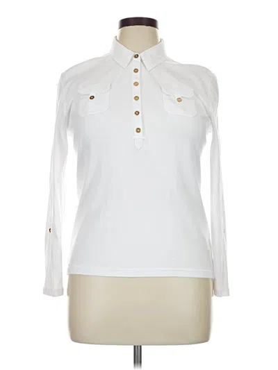 Pre-owned Chaps Long Sleeve Top White Mock Neckline Tops